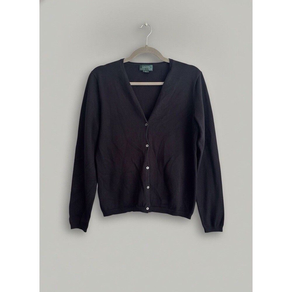 Ralph Lauren’s Black Knit Cotton Cardigan Sweater Womens M